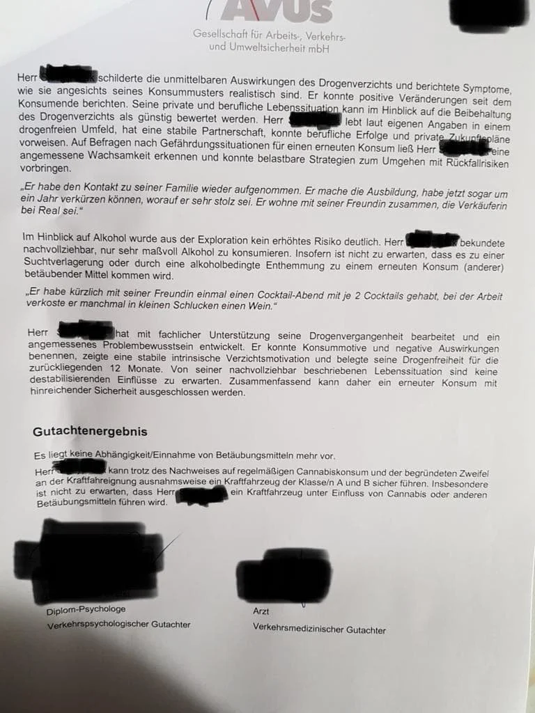MPU Erfolgsbeleg